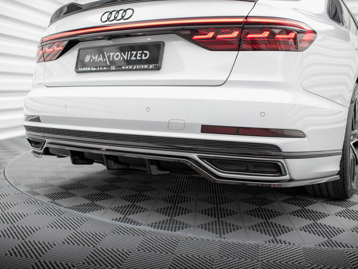 Audi A8 S-Line D5 Central Rear Splitter (Vertical Bars) - Maxton Design