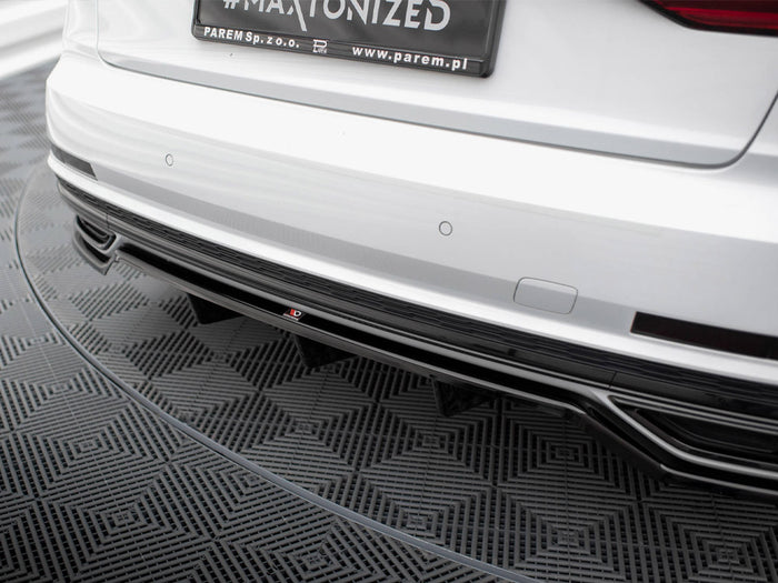 Audi A8 S-Line D5 Central Rear Splitter (Vertical Bars) - Maxton Design