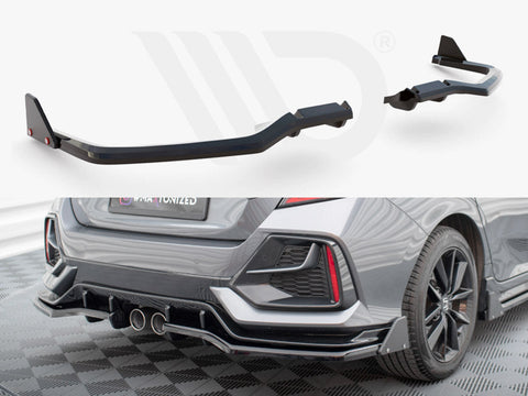Maxton Design - Rear Splitter V.1 (Vertical Bars) + Flaps Honda Civic Sport Mk10 Facelift