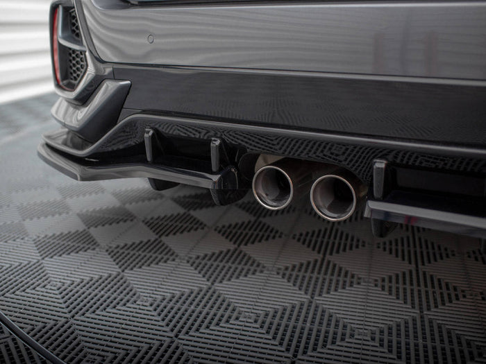 Maxton Design - Rear Splitter V.1 (Vertical Bars) + Flaps Honda Civic Sport Mk10 Facelift