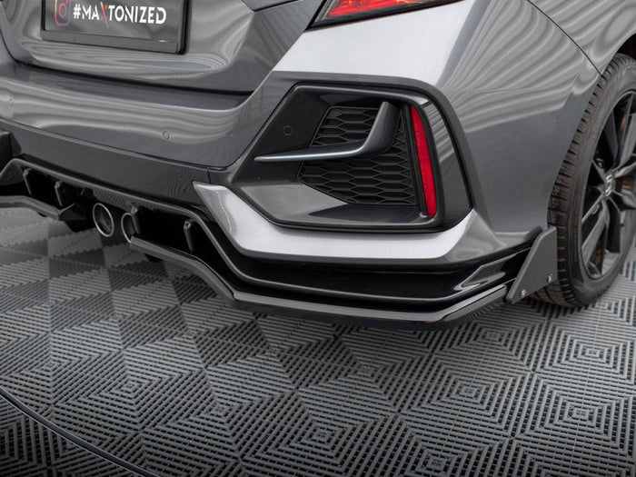 Maxton Design - Rear Splitter V.1 (Vertical Bars) + Flaps Honda Civic Sport Mk10 Facelift