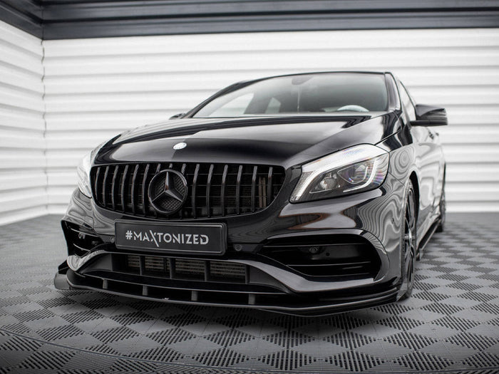 Maxton Design - STREET PRO FRONT SPLITTER + FLAPS MERCEDES-BENZ A AMG-LINE W176 FACELIFT
