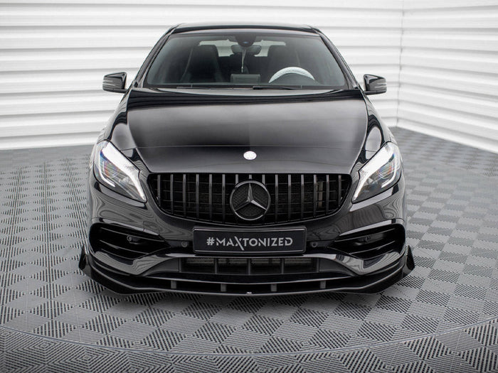Maxton Design - STREET PRO FRONT SPLITTER + FLAPS MERCEDES-BENZ A AMG-LINE W176 FACELIFT