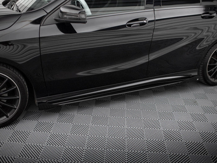 Maxton Design - STREET PRO SIDE SKIRTS DIFFUSERS + FLAPS MERCEDES-BENZ A AMG-LINE W176 FACELIFT