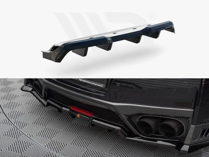 Nissan GTR R35 Facelift Central Rear Splitter (Vertical Bars) - Maxton Design