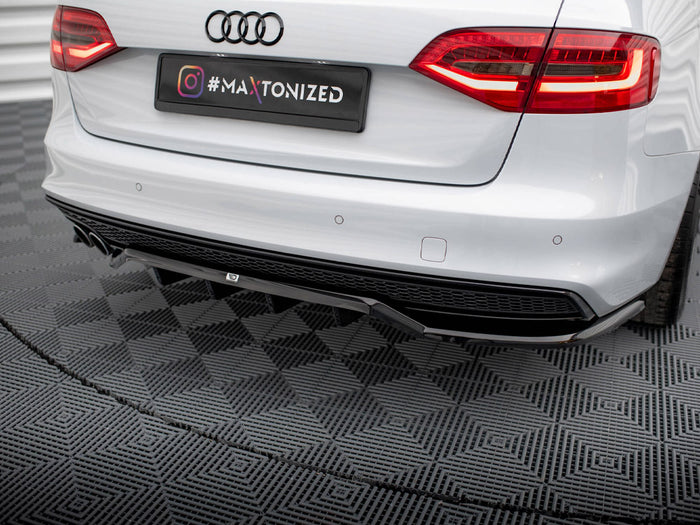 Audi A4 Competition B8 Facelift Central Rear Splitter (Vertical Bars) - Maxton Design