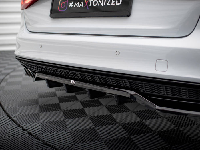 Audi A4 Competition B8 Facelift Central Rear Splitter (Vertical Bars) - Maxton Design
