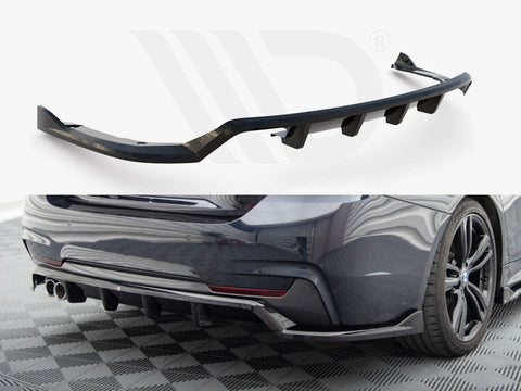 BMW 4 Coupe / Gran Coupe / Cabrio M-Pack F32 / F36 / F33 Central Rear Splitter (Vertical Bars) - Maxton Design