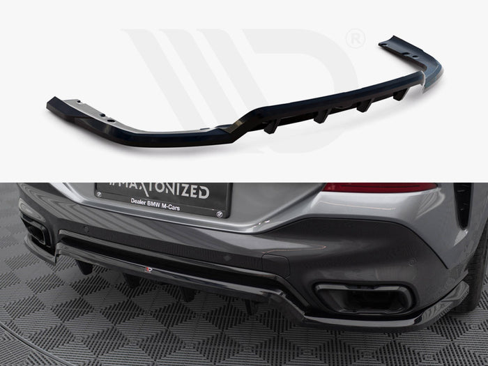 BMW X6 M-Pack G06 Facelift Central Rear Splitter (Vertical Bars) V.1 - Maxton Design