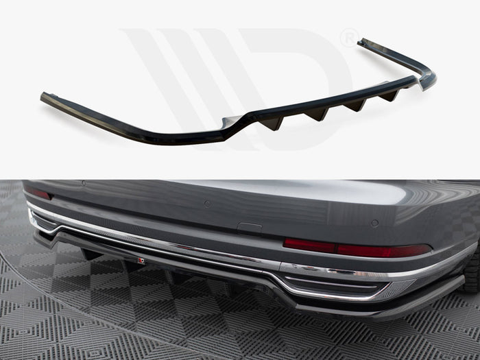 Audi A8 D5 Central Rear Splitter (Vertical Bars) - Maxton Design