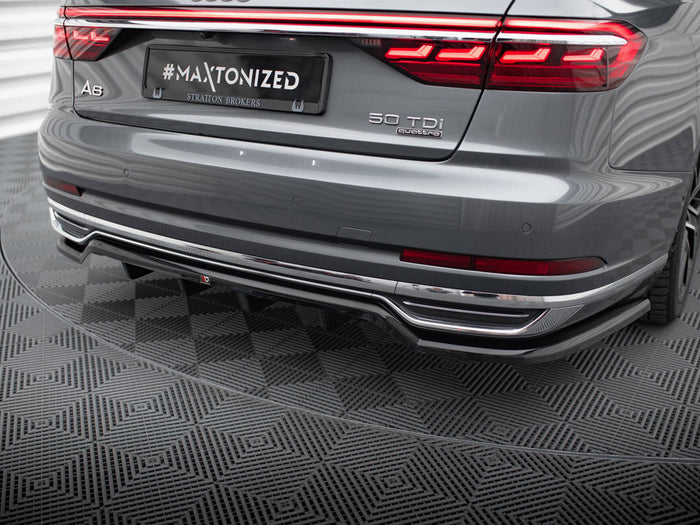 Audi A8 D5 Central Rear Splitter (Vertical Bars) - Maxton Design
