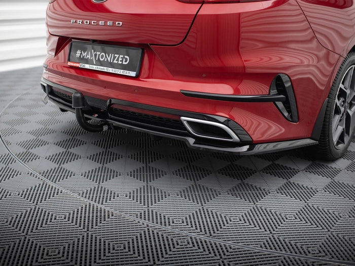 Kia ProCeed GT-Line Mk1 Central Rear Splitter (Vertical Bars) - Maxton Design