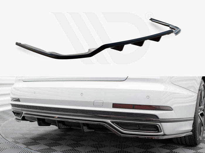Audi A8 S-Line D5 Central Rear Splitter (Vertical Bars) - Maxton Design