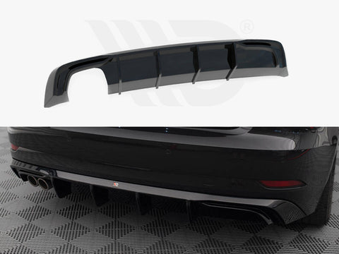 Audi A3 Sportback 8V Facelift (Version with double exhaust tip) Rear Valance - Maxton Design