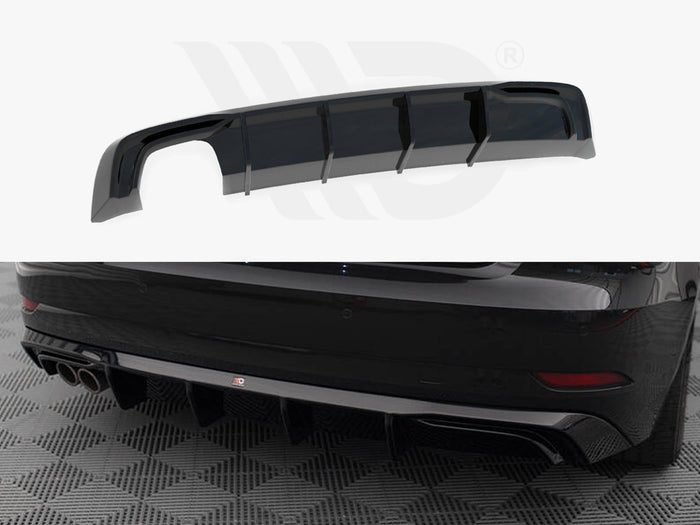 Audi A3 Sportback 8V Facelift (Version with double exhaust tip) Rear Valance - Maxton Design