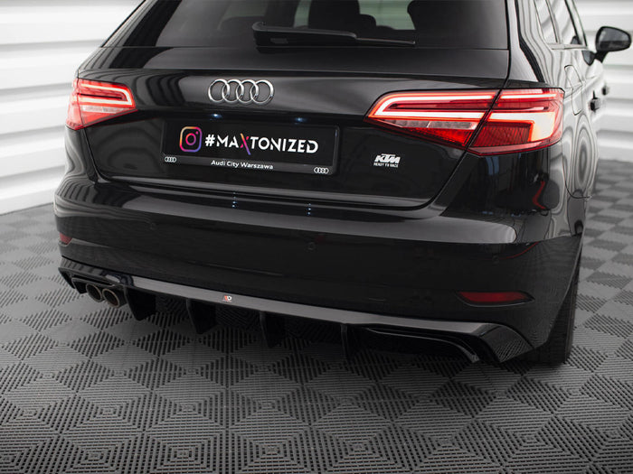 Audi A3 Sportback 8V Facelift (Version with double exhaust tip) Rear Valance - Maxton Design
