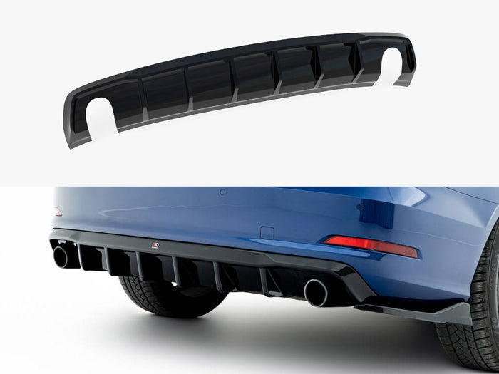 Audi A3 Sedan 8V (Version with single exhaust tips on both sides) Rear Valance - Maxton Design