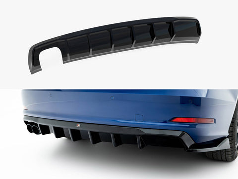 Audi A3 Sedan 8V (Version with dual exhaust tips on one side) Rear Valance - Maxton Design