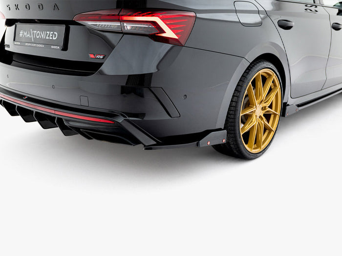 Maxton Design - Rear Side Splitters V.4 + Flaps Skoda Octavia RS Combi / Liftback Mk4 / Mk4 Facelift