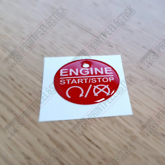 28mm Red "Engine Start Stop" Button Gel Badge