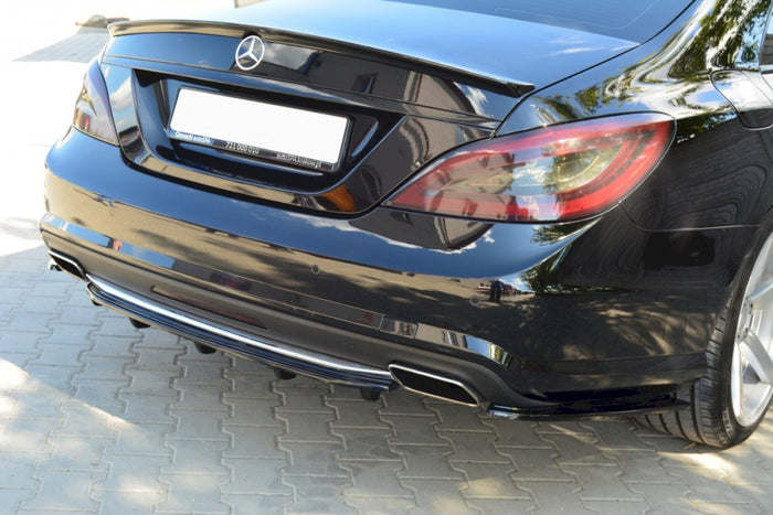 Maxton Design - CENTRAL REAR SPLITTER MERCEDES CLS C218 AMG-LINE (WITH A VERTICAL BAR) (2011-2014)