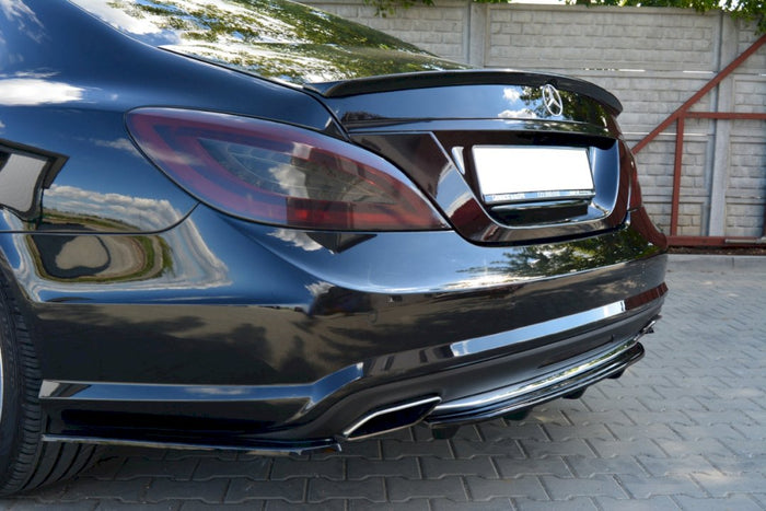 Maxton Design - CENTRAL REAR SPLITTER MERCEDES CLS C218 AMG-LINE (WITH A VERTICAL BAR) (2011-2014)
