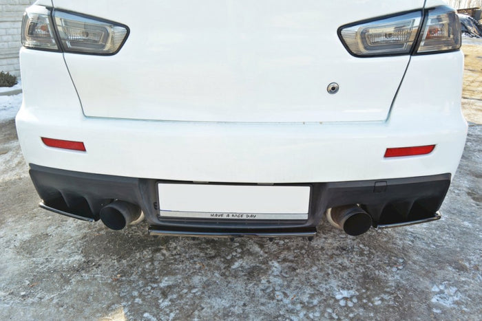 Maxton Design - CENTRAL REAR SPLITTER MITSUBISHI LANCER EVO X (W/VERTICAL BARS) (2007-2015)