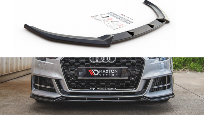 Maxton Design - FRONT SPLITTER V.3 AUDI S3 / A3 S-LINE 8V FACELIFT SEDAN (2016-2020)
