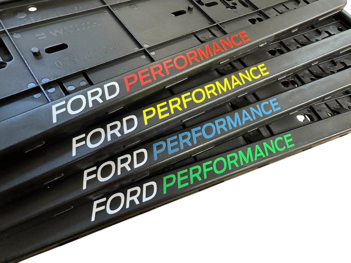 Ford Performance Number Plate Surrounds – Multi-Colour Logo | Sold as a Pair