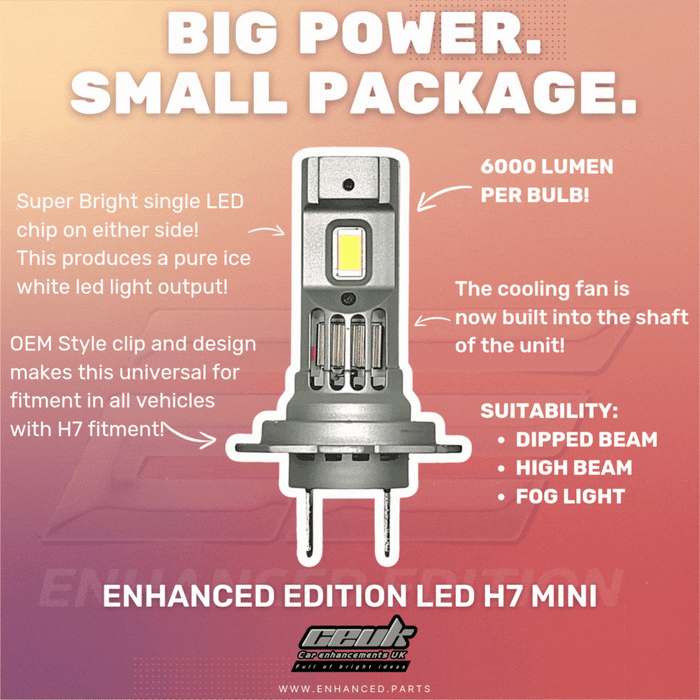 Enhanced Edition LED H7 Mini Headlight Upgrade (477 / PX26d) Ford Fiesta MK7/7.5 (2008-2017)