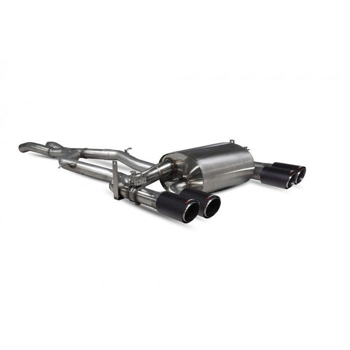 BMW M3 F80 Non-res cat-back system with electronic valves and Carbon Fibre Ascari Tips - Car Enhancements UK