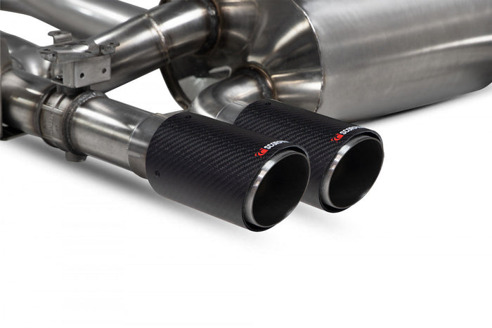 BMW M3 F80 Non-res cat-back system with electronic valves and Carbon Fibre Ascari Tips - Car Enhancements UK