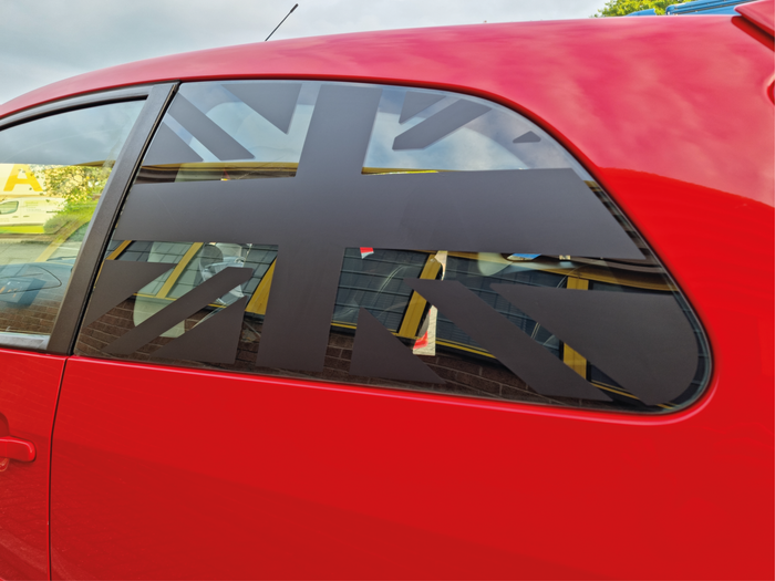 Mk6 & 6.5 Fiesta Rear 3 Door Union Jack Window Vinyl Decal (Set of 2)