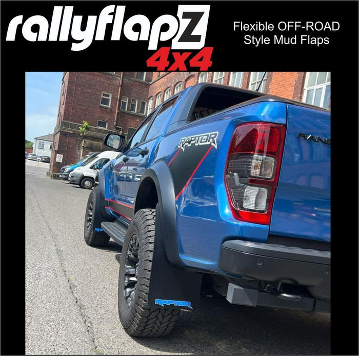 Extra WIDE Mud Flaps to fit FORD RANGER RAPTOR 1st Gen (2019-2022) & 2nd Gen (2023+) BLACK