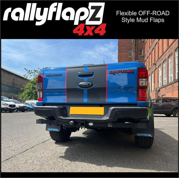 Extra WIDE Mud Flaps to fit FORD RANGER RAPTOR 1st Gen (2019-2022) & 2nd Gen (2023+) BLACK