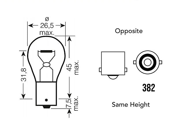BriteVue 382 Reverse Light Bulb – 44 SMD Canbus Error Free LED (P21w | 1156 | BA15s)