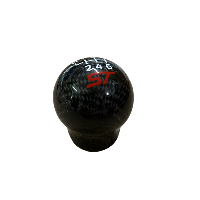 Genuine Carbon Fibre Gear Knob with Red ST Logo – Fits Most Manual Ford Models