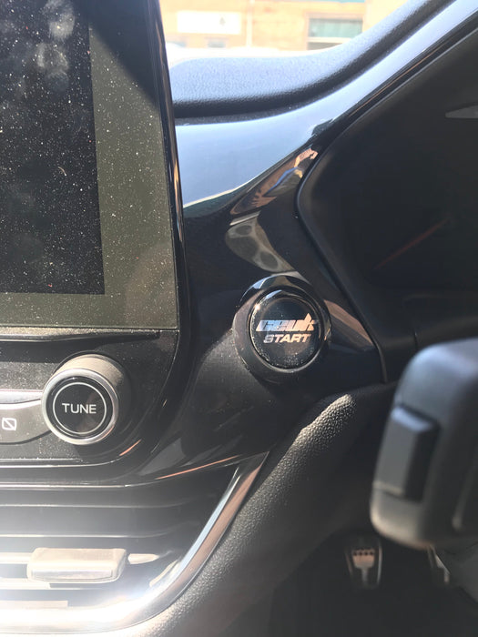 MK8 Fiesta Push Start Button Gel Overlay | CEUK Logo Chrome on Black