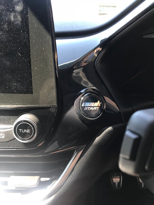 MK8 Fiesta Push Start Button Gel Overlay | CEUK Logo Chrome on Black