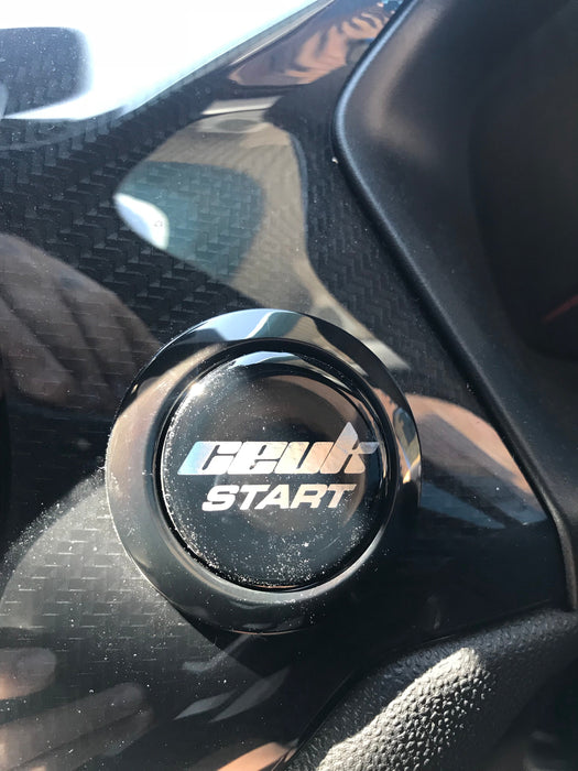 MK8 Fiesta Push Start Button Gel Overlay | CEUK Logo Chrome on Black