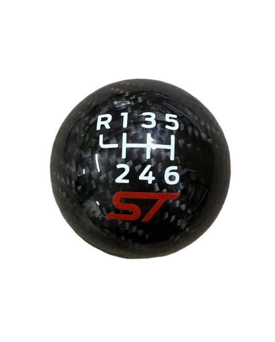Genuine Carbon Fibre Gear Knob with Red ST Logo – Fits Most Manual Ford Models
