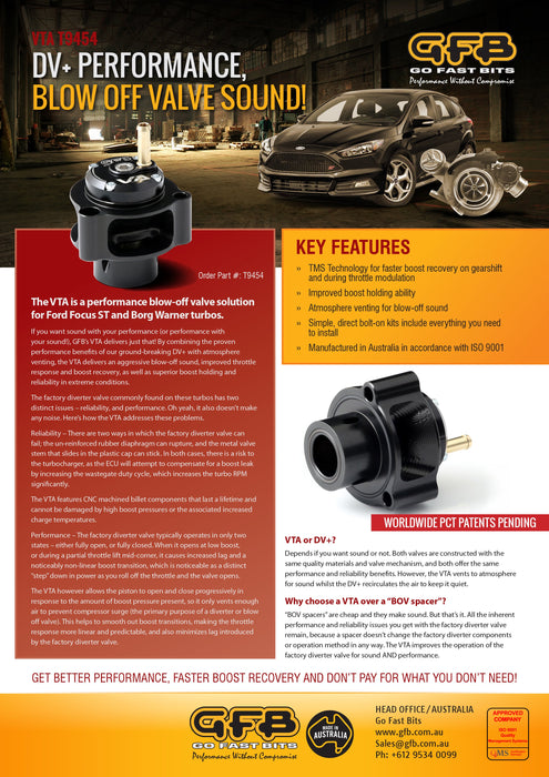 GFB T9454 VTA for FORD FOCUS MK2 2.5 RS 305HP and Borg Warner Turbos - Car Enhancements UK