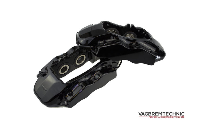 Vagbremtechnic Front Brake Kit - 4 Piston Brembo Caliper - 340x30mm OE 1 Piece Discs - PQ35 / MQB