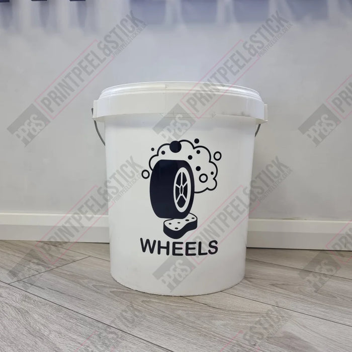 "Wash", "Rinse" & "Wheels" bucket stickers