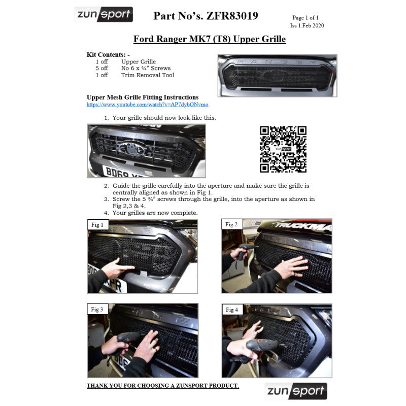 Fudu Ranger Ford Ranger Mk7 (T8) - Front Grille Set - Zunsport – VUDU Performance