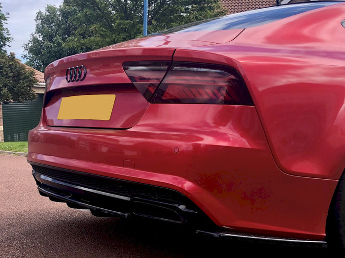Audi A7 S-line (Facelift) (With Vertical Bars) (2014-2018) Central Rear Splitter - Maxton Design