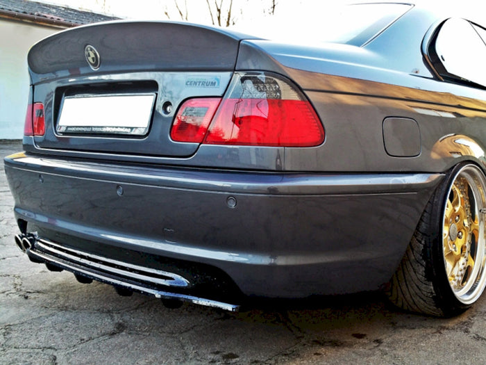 BMW 3 E46 Mpack Coupe (With Vertical Bars) Central Rear Splitter - Maxton Design