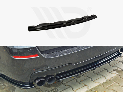 BMW 5 F11 M-pack - Without Vertical BARS (Fits TWO Double Exhaust Ends) Central Rear Splitter - Maxton Design