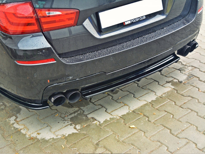 BMW 5 F11 M-pack (Fits TWO Double Exhaust Ends) Central Rear Splitter - Maxton Design