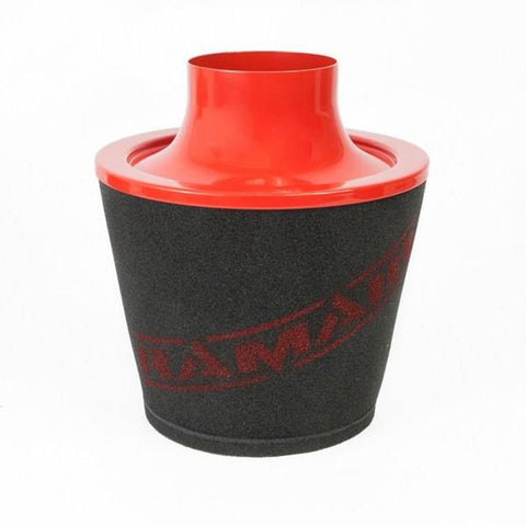 Ramair Large Foam Filter Aluminium Base 100mm OD Red with Silicone Coupler